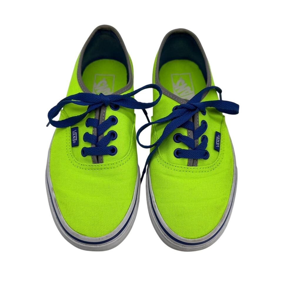 Vans Authentic Brite Neon Green Sneakers Blue Laces Sz 6.5 Womens Unisex Mens 5